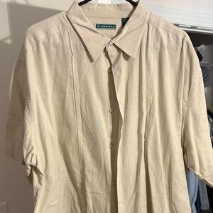Cubavera Men's Tan Short Sleeve Button Down Shirt